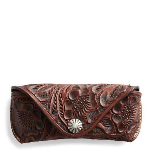 RRL by Ralph Lauren Embossed Leather Sunglasses Case Brown - The Sporting Lodge
