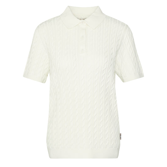 Barbour Womens Hartland Knitted Polo Jumper Cloud - The Sporting Lodge
