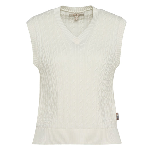 Barbour Womens Hartland Sleeveless Knitted Jumper Cloud - The Sporting Lodge