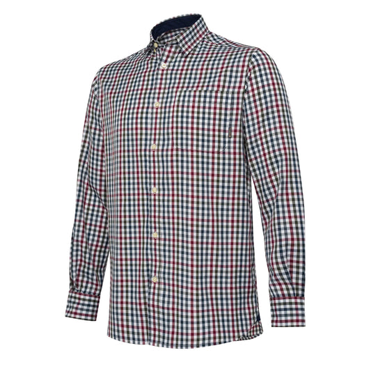 Beretta Ellis LS Shirt White / Bordeaux Check - The Sporting Lodge