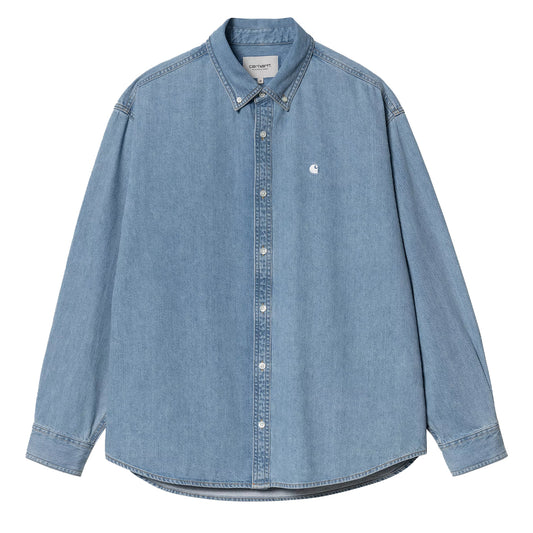 Carhartt WIP L/S Lucas Shirt Blue Bleached - The Sporting Lodge