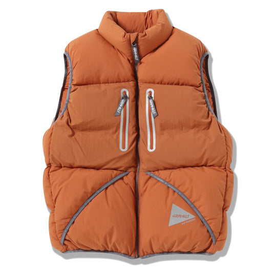 Gramicci x And Wander Down Vest Orange - The Sporting Lodge