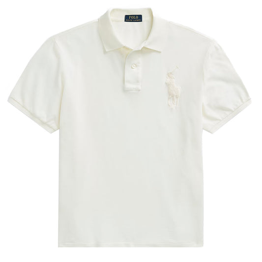 Polo Ralph Lauren Custom Slim Fit Big Pony Mesh Polo Shirt Clubhouse Cream - The Sporting Lodge