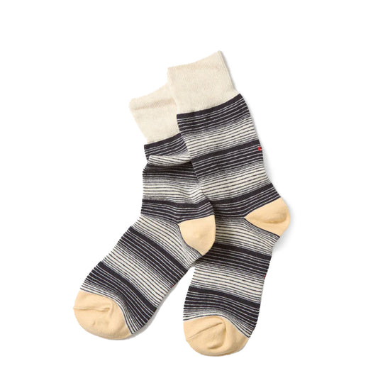 Rototo Multi Stripe Sock Charcoal - The Sporting Lodge