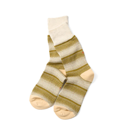 Rototo Multi Stripe Sock Light Olive - The Sporting Lodge