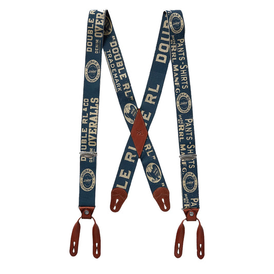 RRL by Ralph Lauren Print Stretch Braces Navy / Cream - The Sporting Lodge