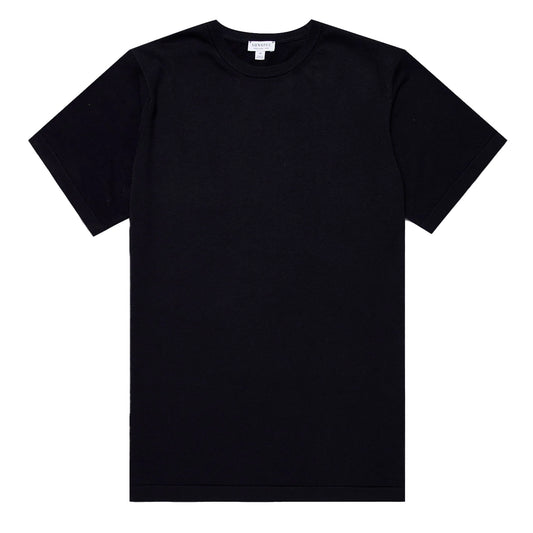 Sunspel Sea Island Crew S/S Knitwear Light Navy - The Sporting Lodge